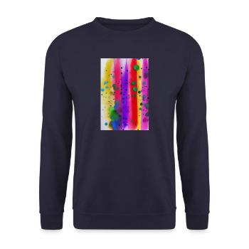 Farbspritzer und Linien - Unisex Pullover - Navy - Vorne - Alina (178cm) & Michal (187cm)