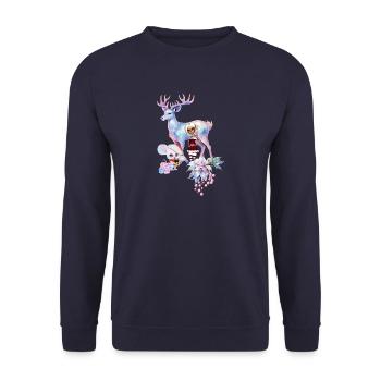 Merveilleux renne fantastique avec un elfe mignon - Sweat-shirt Unisexe - marine - Devant - Alina (178cm) & Michal (187cm)