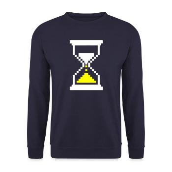 Pixel Hourglass Loading Bar Retro Gaming - Sweat-shirt Unisexe - marine - Devant - Alina (178cm) & Michal (187cm)