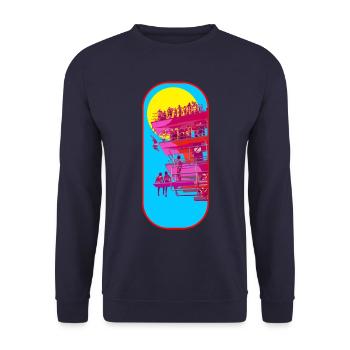 Beach Tower Pop Art Scene - Unisex Sweatshirt - navy - Front - Alina (178cm) & Michal (187cm)