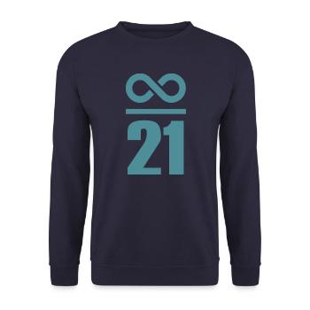 Unendlich durch 21 Millionen Bitcoin - Unisex Pullover - Navy - Vorne - Alina (178cm) & Michal (187cm)