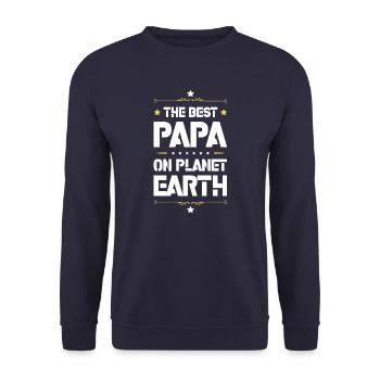Bester Papa Zitat Dad Vatertag - Unisex Pullover - Navy - Vorne - Alina (178cm) & Michal (187cm)