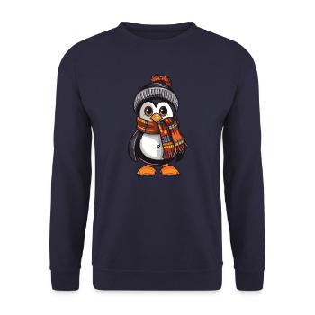 Penguin Winter Comic - Unisex Sweatshirt - navy - Front - Alina (178cm) & Michal (187cm)