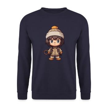 Monkey Winter Comic - Unisex Sweatshirt - navy - Front - Alina (178cm) & Michal (187cm)