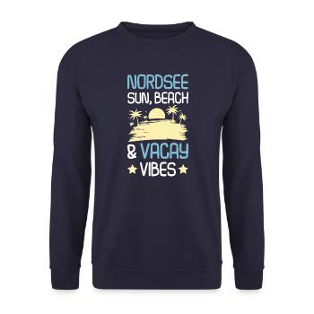 Nordsee Sommer Spruch - Unisex Pullover - Navy - Vorne - Alina (178cm) & Michal (187cm)