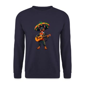 Mariachi Kleidung Cinco de Mayo Dobermann Mexiko - Unisex Pullover - Navy - Vorne - Alina (178cm) & Michal (187cm)