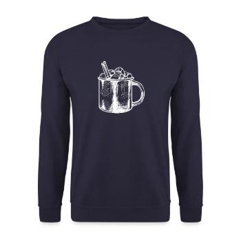 Heisse Schokolade Getränl - Unisex Pullover - Navy - Vorne - Alina (178cm) & Michal (187cm)