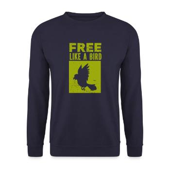 Vogel - Fliegen - Naturschutz Tierfreund - Zoo - Unisex Pullover - Navy - Vorne - Alina (178cm) & Michal (187cm)