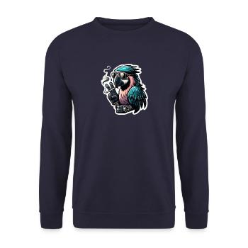 Relaxed parrot in sunglasses - Unisex Sweatshirt - navy - Front - Alina (178cm) & Michal (187cm)