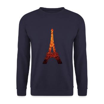 L’automne à Paris : la Tour Eiffel en feuillage d’automne - Sweat-shirt Unisexe - marine - Devant - Alina (178cm) & Michal (187cm)