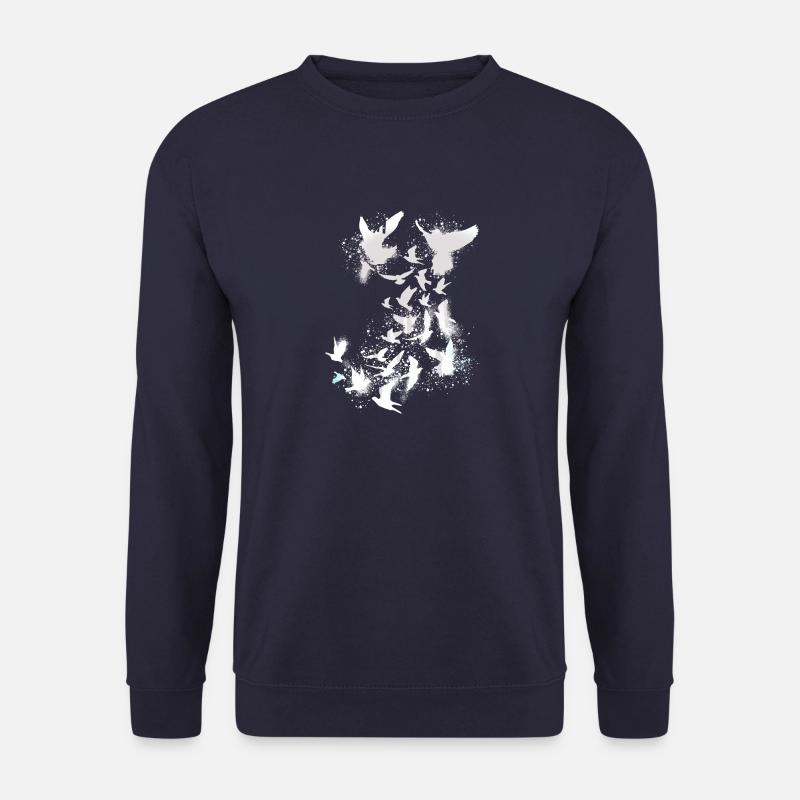 tauben,taube,vögel,vogelschwarm,weiss,graffiti, - Unisex Pullover - Navy