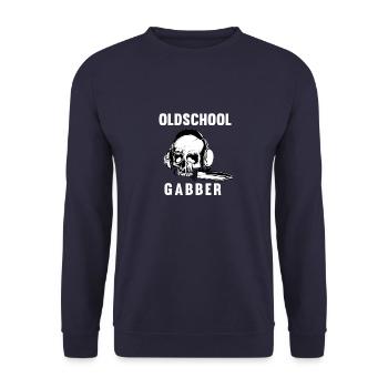 Oldschool Gabber Party T-Shirt Geschenk - Unisex Pullover - Navy - Vorne - Alina (178cm) & Michal (187cm)