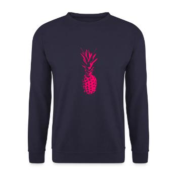 Ananas_neon_pink - Unisex Pullover - Navy - Vorne - Alina (178cm) & Michal (187cm)