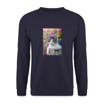 Cute gray-white kitten - Unisex Sweatshirt - navy - Front - Alina (178cm) & Michal (187cm)
