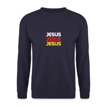 Jésus en trois couleurs - Sweat-shirt Unisexe - marine - Devant - Alina (178cm) & Michal (187cm)