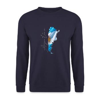 Argentinien Flagge in der Argentinien Landkarte EN - Unisex Pullover - Navy - Vorne - Alina (178cm) & Michal (187cm)