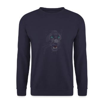 Schwarze Katze - Unisex Pullover - Navy - Vorne - Alina (178cm) & Michal (187cm)