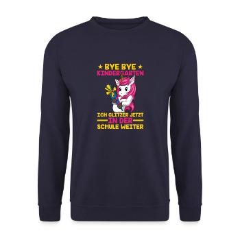 EINHORN SCHULE by The Manzanita´s - Unisex Pullover - Navy - Vorne - Alina (178cm) & Michal (187cm)