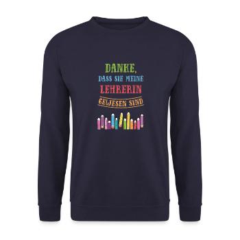 Danke dass sie meine lehrerin gewesensing - Unisex Pullover - Navy - Vorne - Alina (178cm) & Michal (187cm)