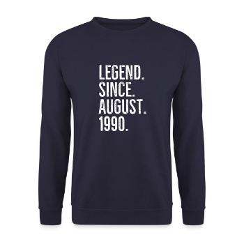 Legende seit August 1990 - Unisex Pullover - Navy - Vorne - Alina (178cm) & Michal (187cm)