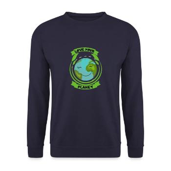 Love the Planet Environmental Protection Nature Lovers - Unisex Sweatshirt - navy - Front - Alina (178cm) & Michal (187cm)