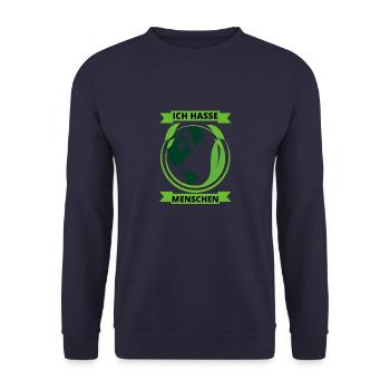 Ich Hasse Menschen Umweltschutz Natur Tierliebe - Unisex Pullover - Navy - Vorne - Alina (178cm) & Michal (187cm)