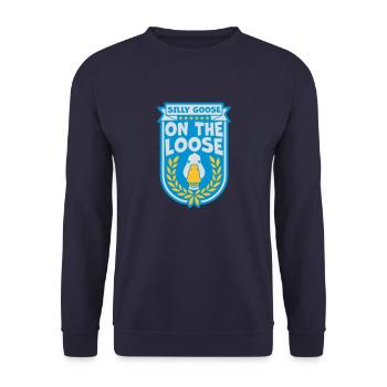 goose on the loose - Unisex Sweatshirt - navy - Front - Alina (178cm) & Michal (187cm)