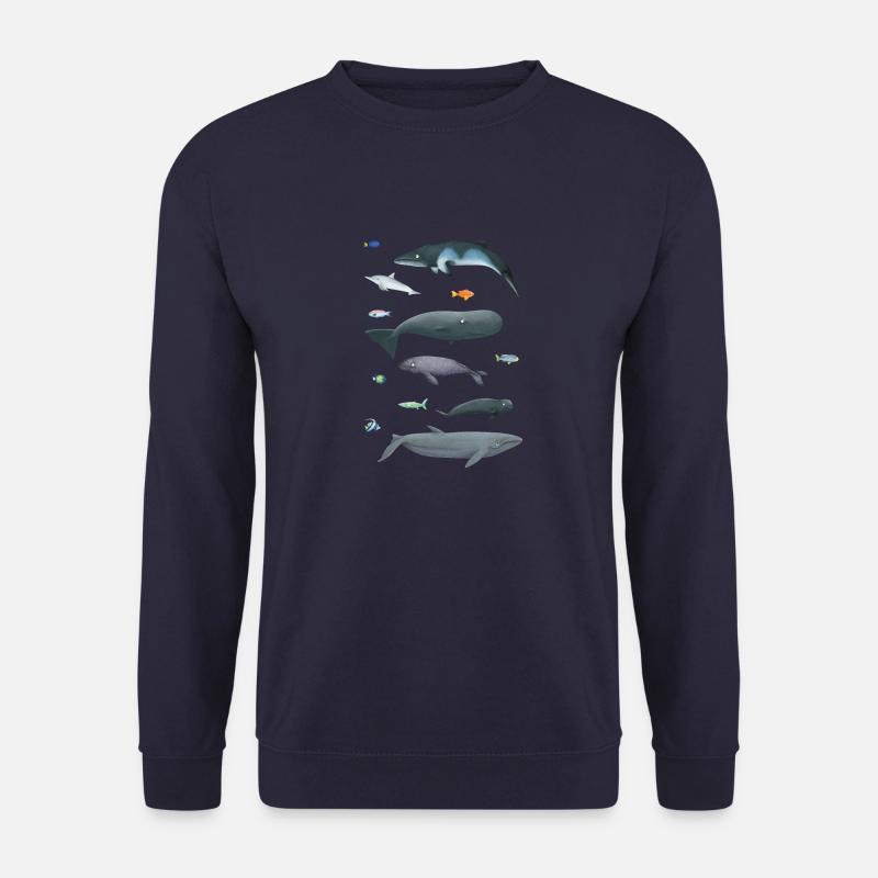 Patterns with whales and fish / underwater world - Unisex Sweatshirt - navy