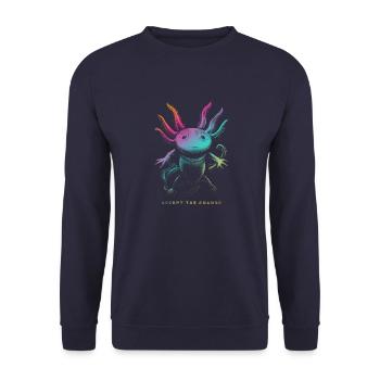AXOLOTL - Accept the Change - Unisex Sweatshirt - navy - Front - Alina (178cm) & Michal (187cm)