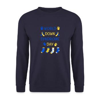 Welt-Down-Syndrom-Tag - Unisex Pullover - Navy - Vorne - Alina (178cm) & Michal (187cm)