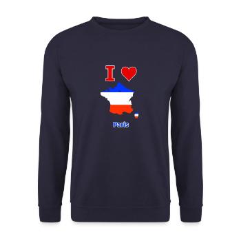 Frankreichkarte Flagge mit der Stadt Paris - Unisex Pullover - Navy - Vorne - Alina (178cm) & Michal (187cm)