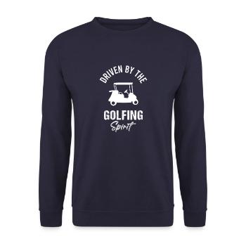 Golfer Golfing Vintage Golf Masters Golfspieler - Unisex Pullover - Navy - Vorne - Alina (178cm) & Michal (187cm)