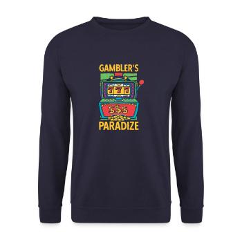 Gambling Glückspiel Kasino Vintage Gambler Sprüche - Unisex Pullover - Navy - Vorne - Alina (178cm) & Michal (187cm)