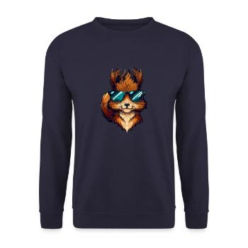 Cool Squirrel - Squirrel with sunglasses - Unisex Sweatshirt - navy - Front - Alina (178cm) & Michal (187cm)