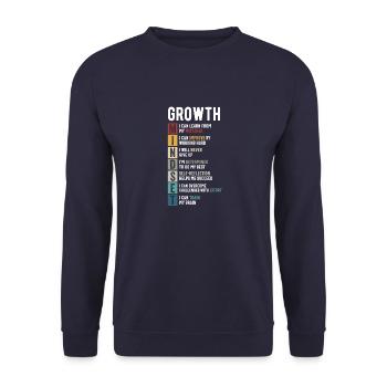 Growth Mindset Definition - Motivational Quote Ins - Unisex Pullover - Navy - Vorne - Alina (178cm) & Michal (187cm)