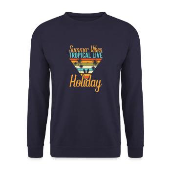 summer vibes Typography - Unisex Pullover - Navy - Vorne - Alina (178cm) & Michal (187cm)