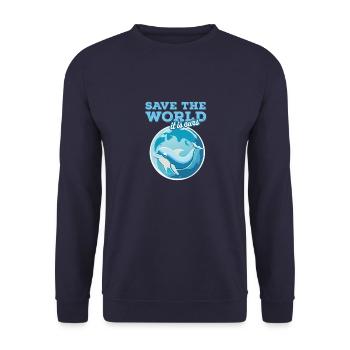 save the world - Unisex Pullover - Navy - Vorne - Alina (178cm) & Michal (187cm)