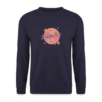 Munich City Retro Vintage pink party city - Unisex Sweatshirt - navy - Front - Alina (178cm) & Michal (187cm)