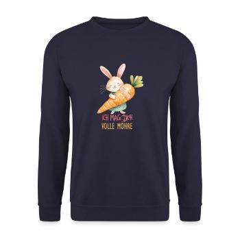 Ich mag Dich volle Möhre - Unisex Pullover - Navy - Vorne - Alina (178cm) & Michal (187cm)