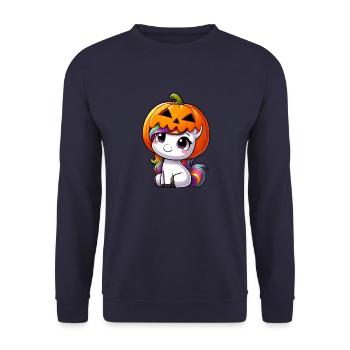 Halloween Licorne Citrouille Mignon Excentrique - Sweat-shirt Unisexe - marine - Devant - Alina (178cm) & Michal (187cm)