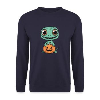Lizard Halloween Funny Zombie - Unisex Sweatshirt - navy - Front - Alina (178cm) & Michal (187cm)