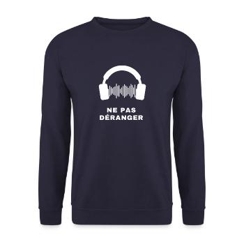 Humour DJ musicien mélomane, mixage musique - Sweat-shirt Unisexe - marine - Devant - Alina (178cm) & Michal (187cm)