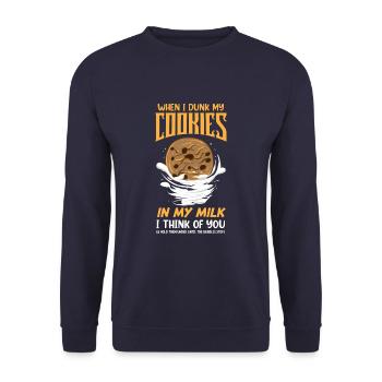 Cookies In My Milk I Think Of You Funny Introvert - Unisex Sweatshirt - navy - Front - Alina (178cm) & Michal (187cm)