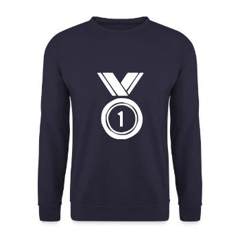 Medaille Sieger Gewinner Geschenk - Unisex Pullover - Navy - Vorne - Alina (178cm) & Michal (187cm)