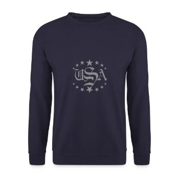 grey design - Unisex Pullover - Navy - Vorne - Alina (178cm) & Michal (187cm)