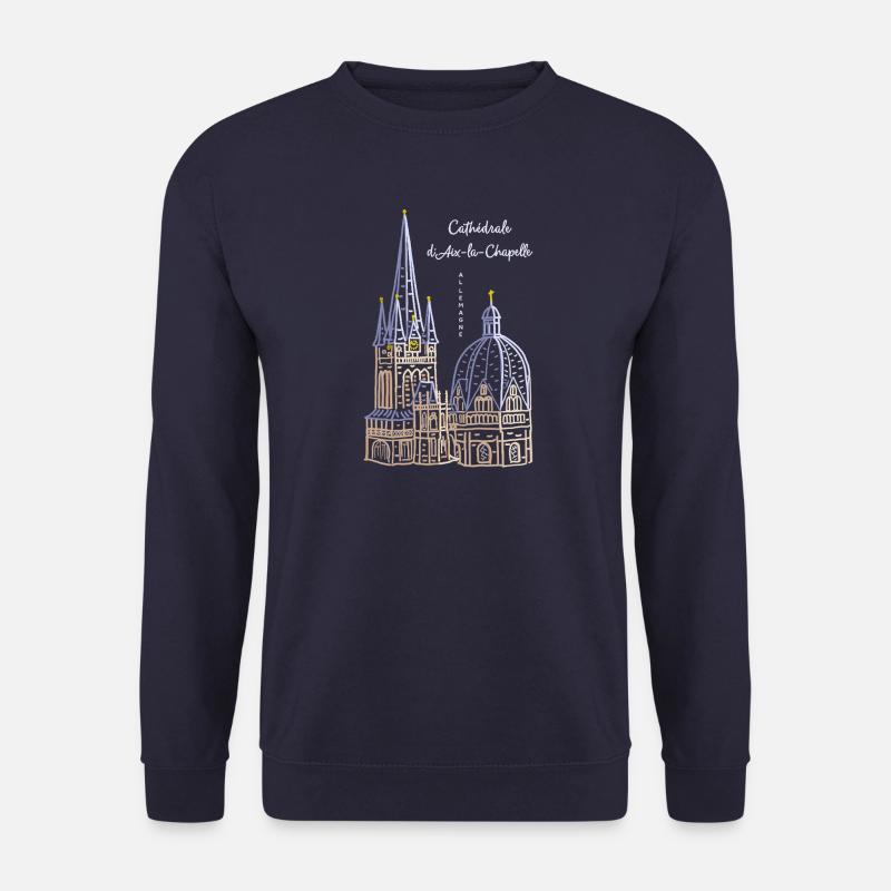 Aachener Dom, Französisch, Handzeichnung - Unisex Pullover - Navy