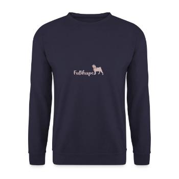 fußhupe,mops,kleiner hund,schriftzug,typo,hund - Unisex Pullover - Navy - Vorne - Alina (178cm) & Michal (187cm)