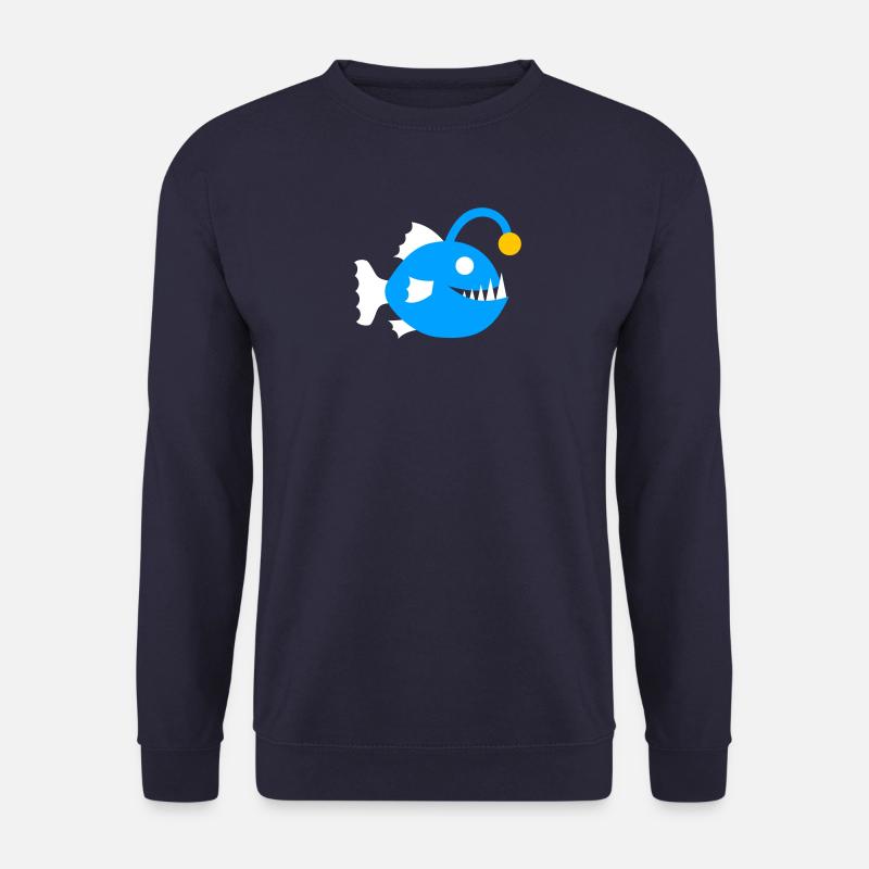 Fisch Anglerfisch Tiefsee Tiefseefisch Grafik Icon - Unisex Pullover - Navy