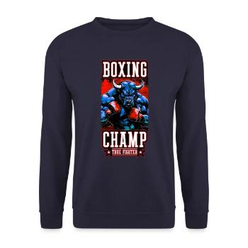 Stier Bulle Boxer Kämpfer Boxing Champ - Unisex Pullover - Navy - Vorne - Alina (178cm) & Michal (187cm)