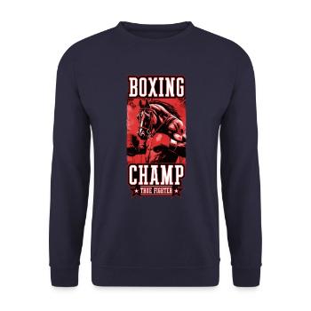 Pferd Boxer Kämpfer Boxing Champ - Unisex Pullover - Navy - Vorne - Alina (178cm) & Michal (187cm)